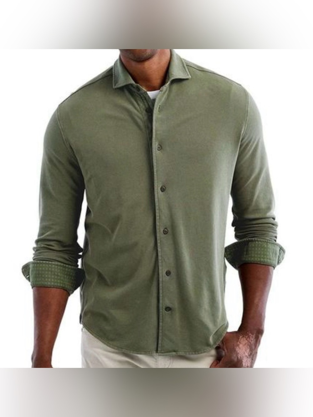 JOHNNIE-O PINE GREEN SURFSIDE PIQUE LONG SLEEVE BUTTON UP SHIRT JMWL6180 SZ S